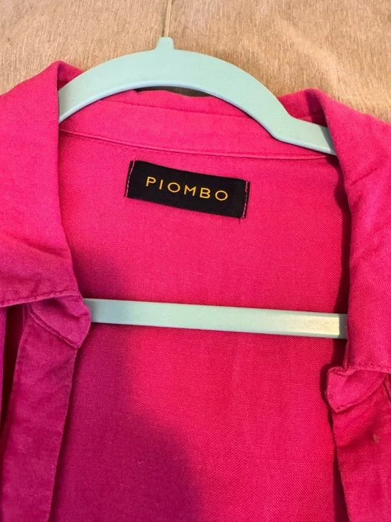 Piombo Bright Fuchsia Tiered Button-Front Midi Dress - Picture 3 of 5